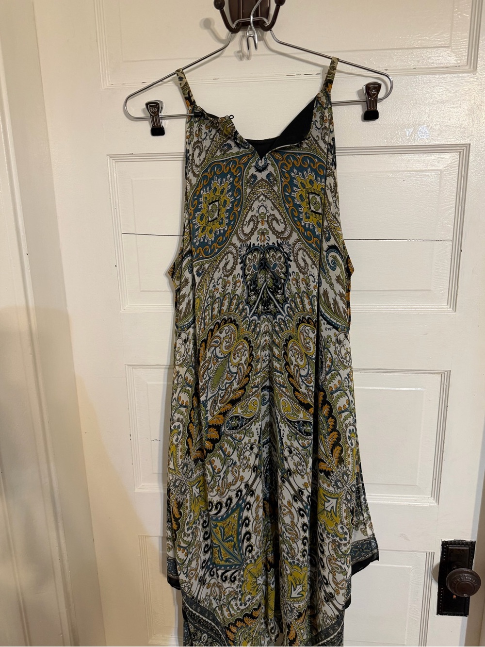 MSK Black and Green Paisley Asymmetrical Summer Dress - Picture 2 of 9